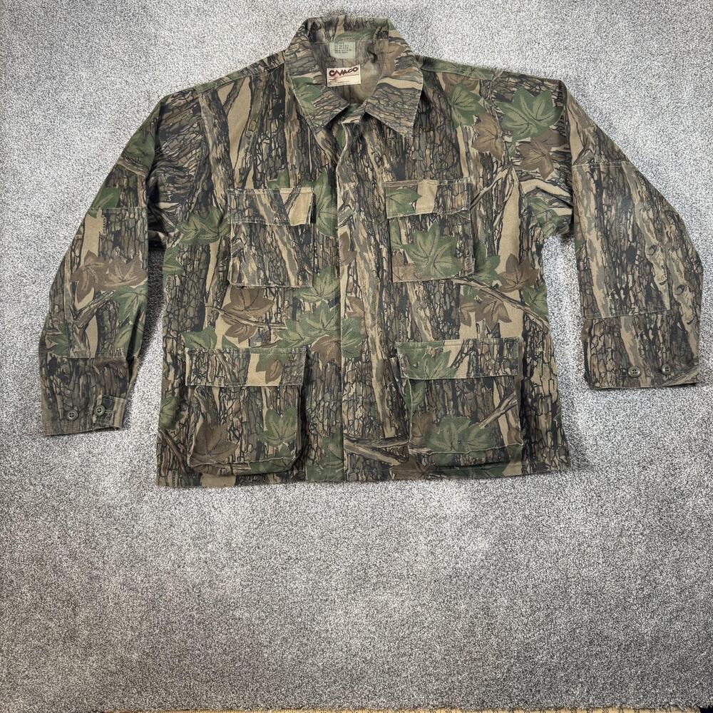 Vintage Camco Jacket Mens XL TREBARK Camo Field BDU Hunting Made in USA 90s
